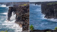 Image from linked report: Hawaii's iconic 550-year-old Hōlei Sea Arch collapses