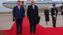 Image from linked report: Xi got Trump's red carpet welcome - but not everything he wanted