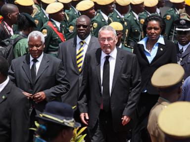 Source-feed image associated with Zambia's Guy Scott, who was Africa's first white head of state in decades, has died at 82
