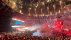 Source-feed image associated with Bad Bunny: Latin star lights up London with history-making stadium show