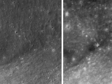 Source-feed image associated with South Korean satellite captures before and after views of SpaceX rocket's moon crash