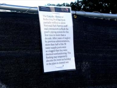 Source-feed image associated with NPS to flush Reflecting Pool pipes as it blames issues on previous administrations
