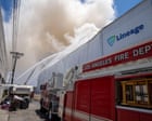Source-feed image associated with Newsom declares state of emergency for LA as firefighters battle warehouse blaze
