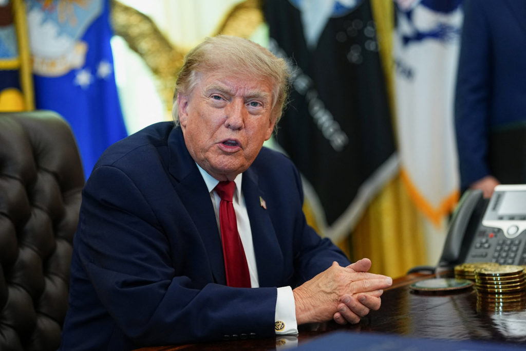Source-feed image associated with Trump announces Republican midterm convention in Dallas in September