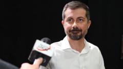 Source-feed image associated with Pete Buttigieg briefly separated from children after false police report