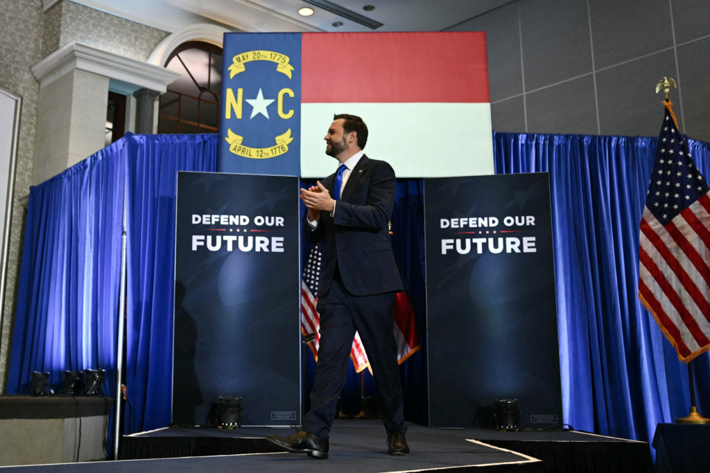 Image from linked report: WATCH: Vance speaks at GOP midterm election rally in North Carolina