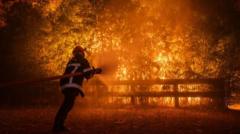 Source-feed image associated with Macron calls crisis meeting as wildfires threaten Bordeaux and heatwave looms