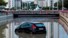 Source-feed image associated with One dead after torrential rain and flash floods hit Barcelona region