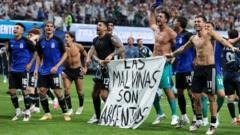 Source-feed image associated with Argentina face action over Falklands banner
