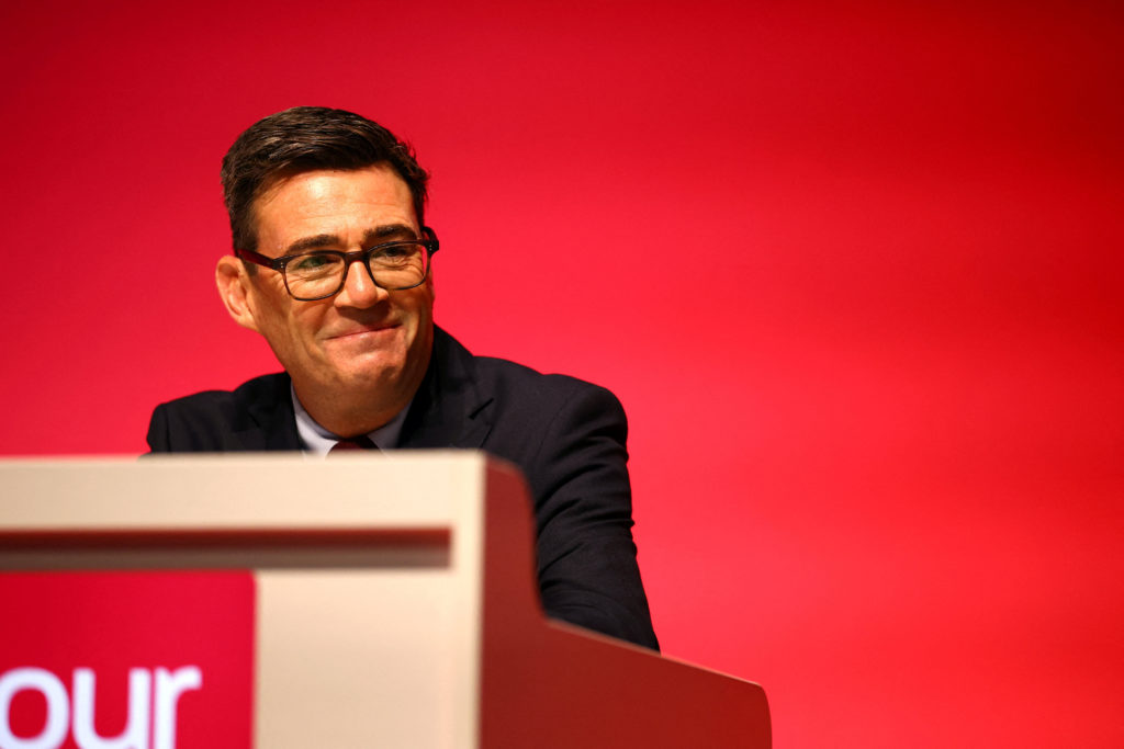Image from linked report: British PM Andy Burnham brings good vibes to his party's annual conference, but tough choices are coming