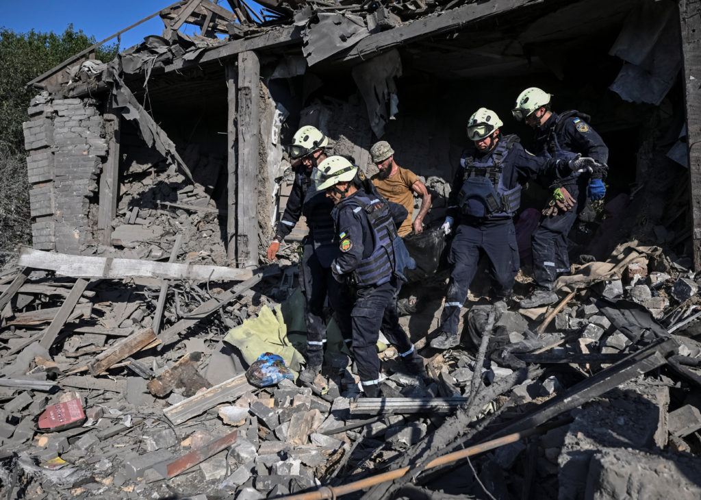Source-feed image associated with Russia blasts Zaporizhzhia with glide bombs while Ukrainian drones kill 9