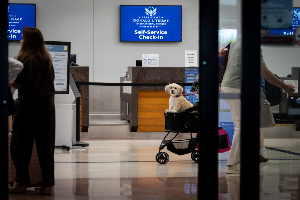 Source-feed image associated with South Florida's Palm Beach airport renamed President Donald J. Trump International