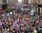Source-feed image associated with Far-right and anti-racist protesters clash in UK cities after Belfast riots