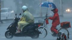 Source-feed image associated with Typhoon Dolphin batters Japan's Okinawa before bearing down on China