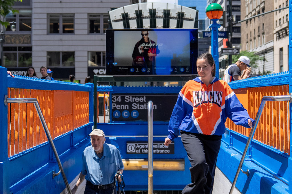 Source-feed image associated with NYC imposes stringent security as Trump becomes 1st sitting U.S. president to attend NBA Finals game