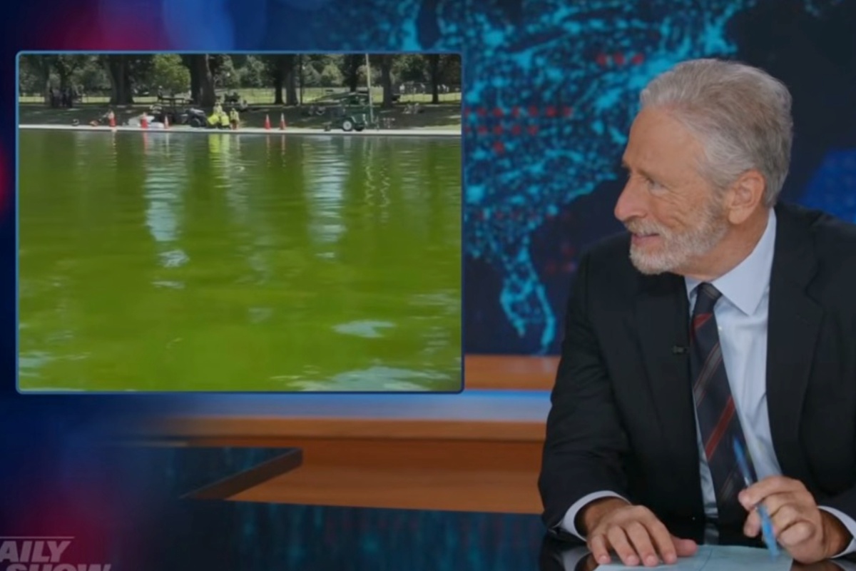 Source-feed image associated with Jon Stewart Dives Into Reflecting Pool Algae Infestation: ‘Did They Replace the Water With Mountain Dew?’