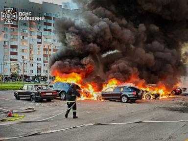 Source-feed image associated with Russian drones batter Ukraine's Kyiv region for a second day