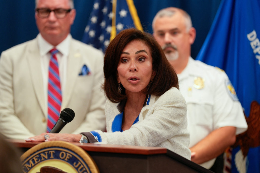 Source-feed image associated with WATCH: U.S. Attorney Jeanine Pirro announces felony charge related to Reflecting Pool