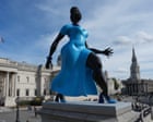 Source-feed image associated with Tschabalala Self’s Lady in Blue review – this striding scupture fills the fourth plinth with humour and life