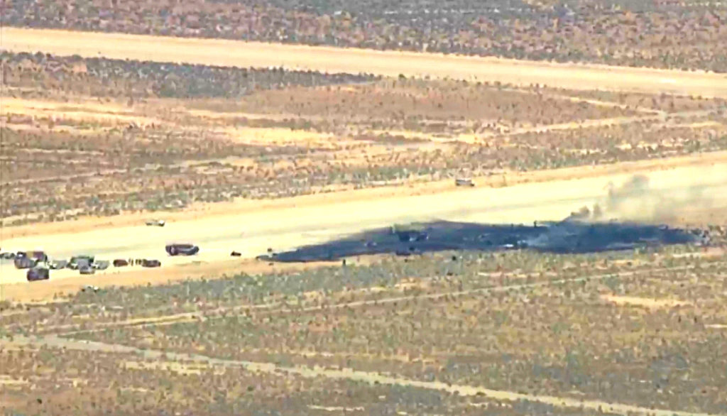 Source-feed image associated with 8 people presumed dead after B-52 bomber crashes at U.S. Air Force base in Southern California