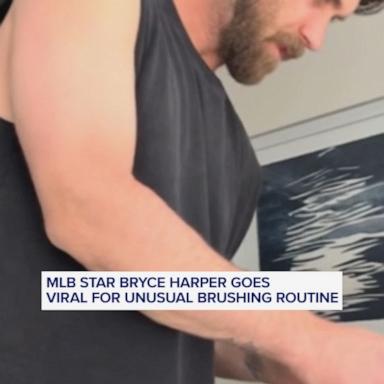 Source-feed image associated with WATCH: MLB star goes viral for unusual brushing routine