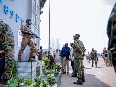 Source-feed image associated with Uganda's military unveils statue of Netanyahu's brother who died in 1976 Entebbe hostage rescue