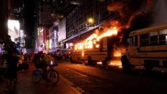 Source-feed image associated with Teen shot and buses torched in Manhattan after historic NBA win for Knicks