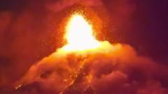 Source-feed image associated with Guatemala volcano eruption sends lava spewing into the air