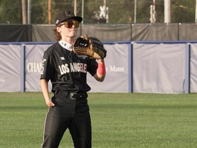 Image from linked report: WATCH: Born without a right hand, now she's a pro baseball player in the championship series