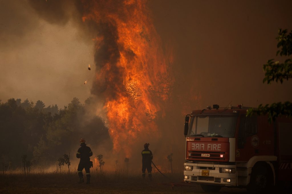 Source-feed image associated with Greece deploys satellite detection system to combat deadly wildfires