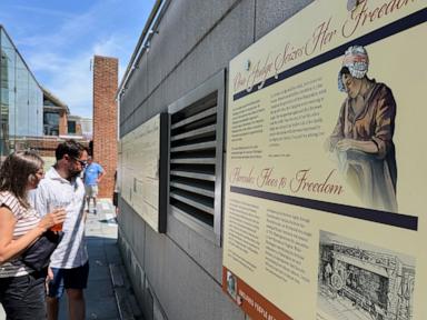 Source-feed image associated with Federal government installs reworked panels about slavery at George Washington's Philadelphia home