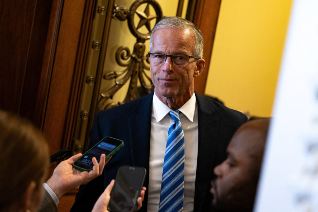 Source-feed image associated with 'Show me how this ends.' Thune responds to Trump's escalated calls to pass SAVE America Act