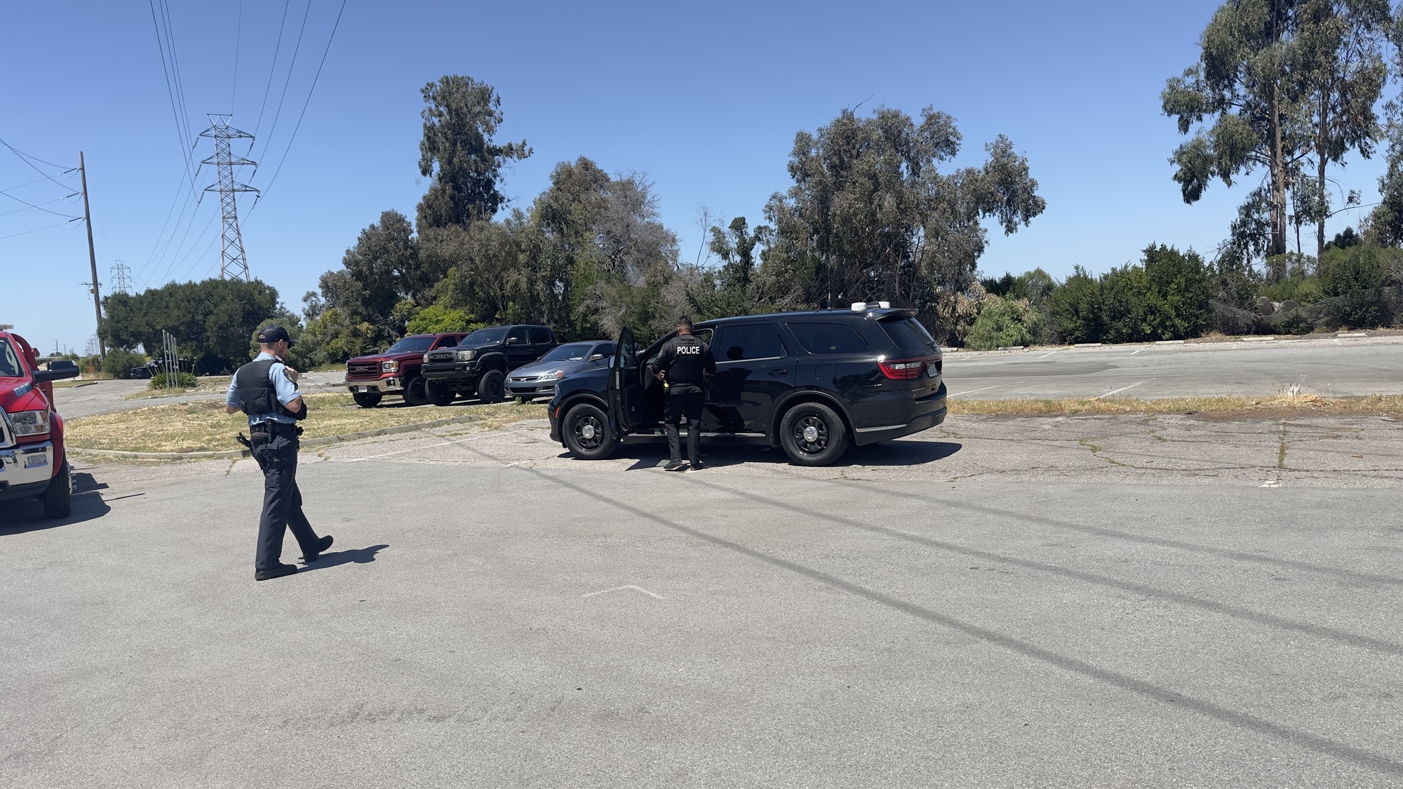 Palo Alto police vehicle and officer in a parking lot on June 1, 2026